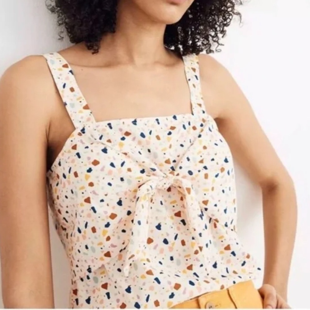 Madewell Tie-Front Cami Top in Terrazzo
